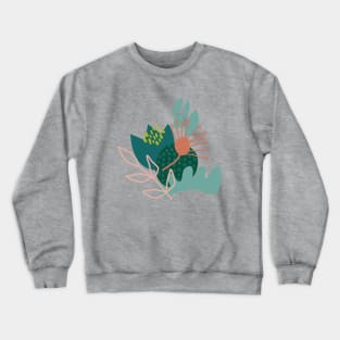 Abstract Florals in Teal Crewneck Sweatshirt